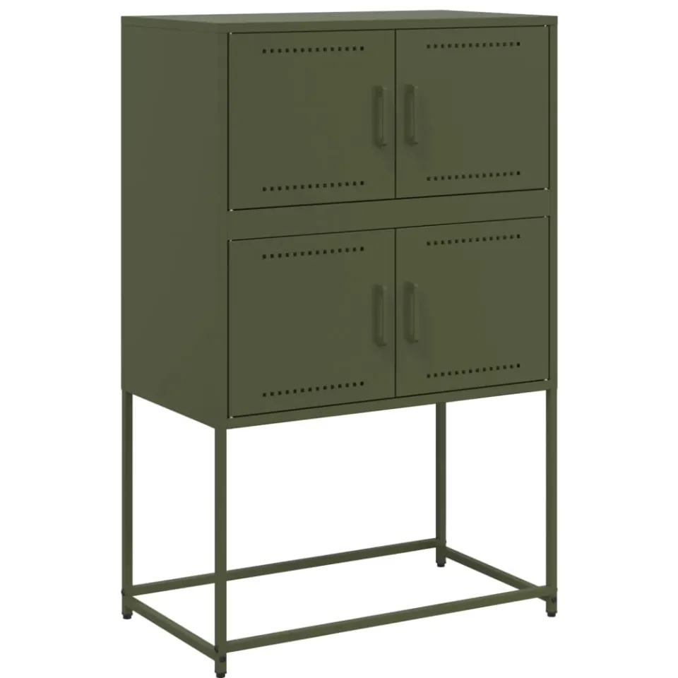vidaXL Dressoir 68,5x38,5x107 cm staal olijfgroen