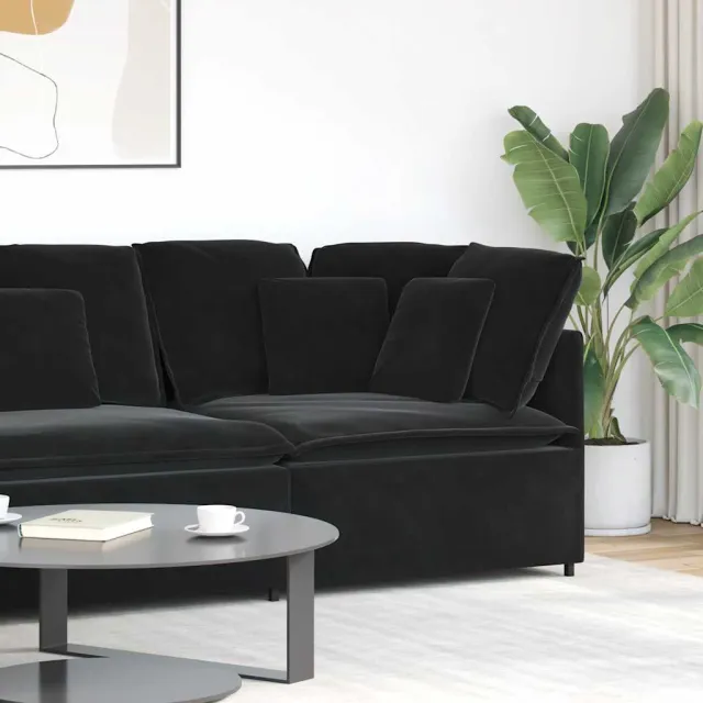 vidaXL Modulaire hoekmodule bank met kussens 100 cm zwart, foto 2