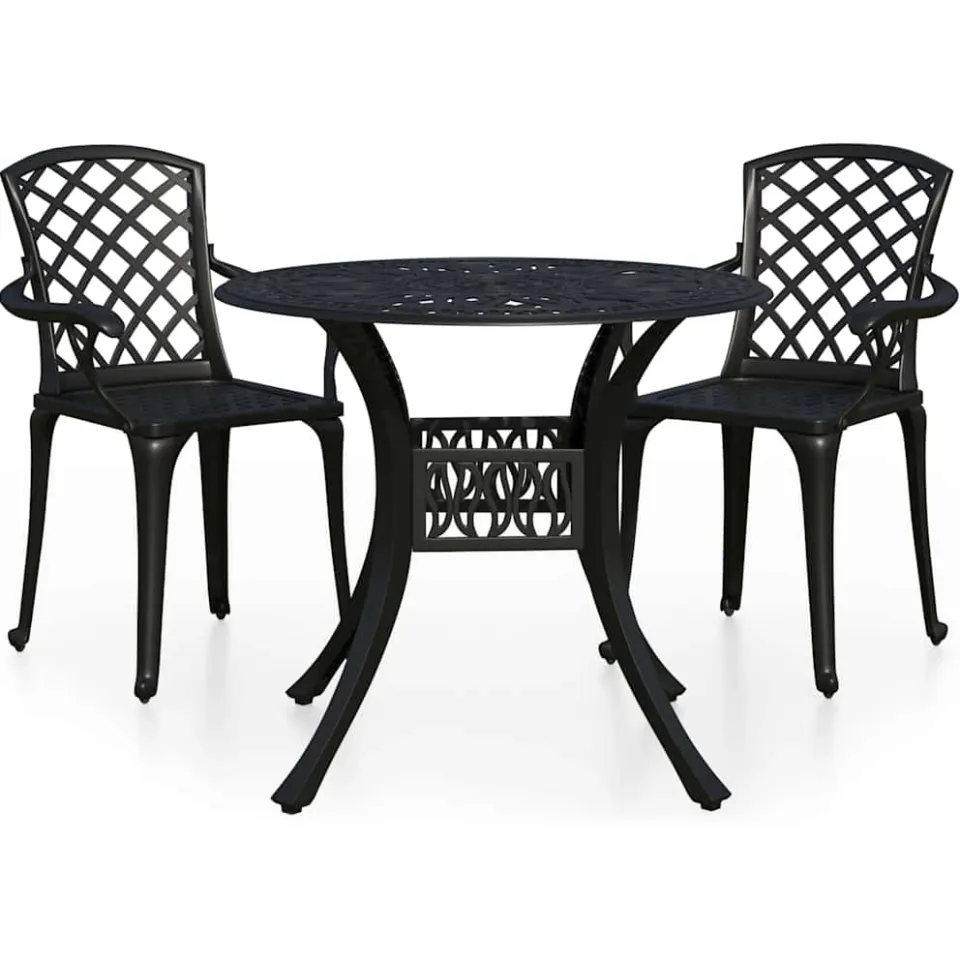 vidaXL 3-delige Bistroset gietaluminium zwart, foto 3