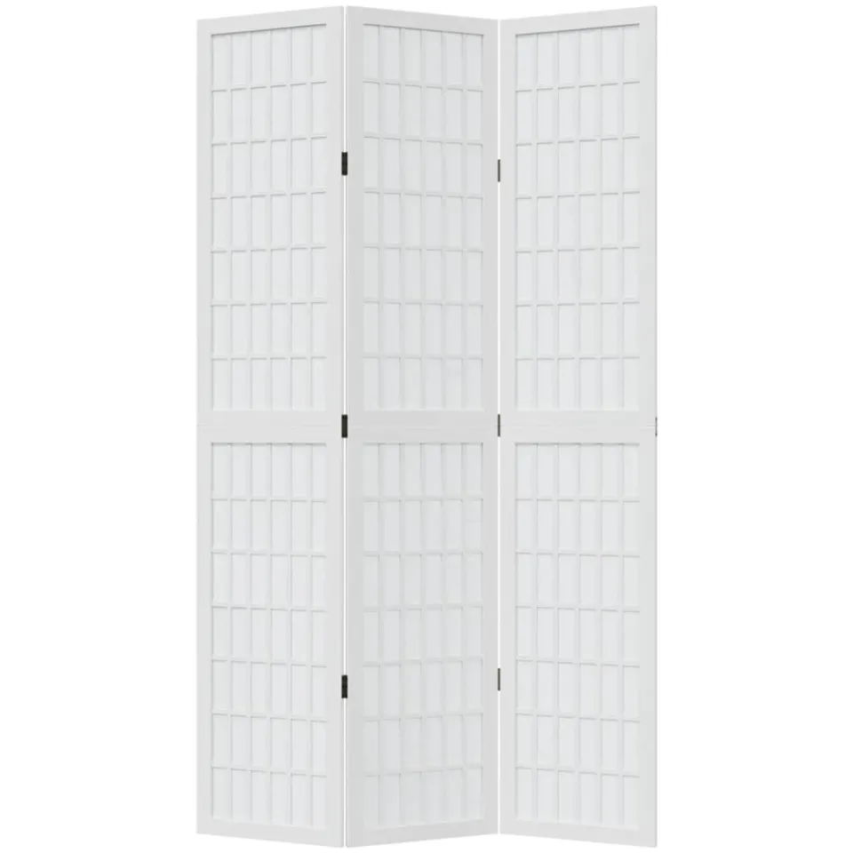 vidaXL Kamerscherm met 3 panelen massief paulowniahout wit, foto 5