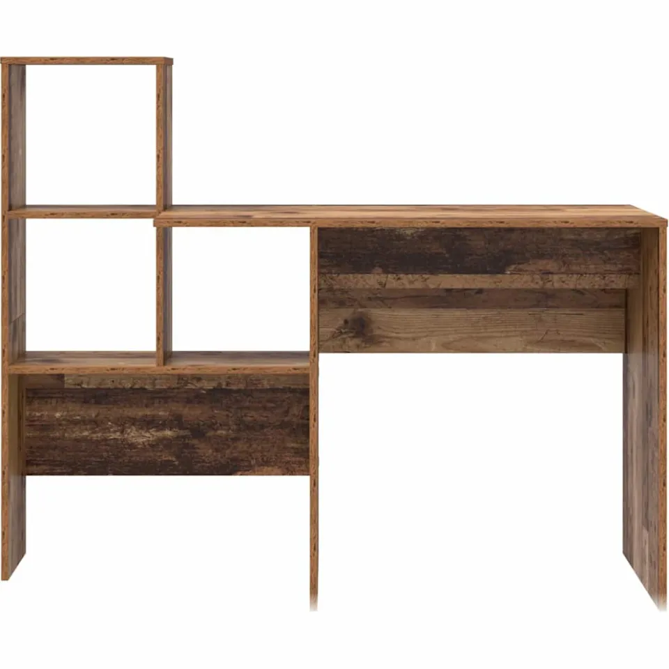 vidaXL Bureau Oud Hout 131,5 x 50 x 106,5 cm Bewerkt hout bruin, foto 4
