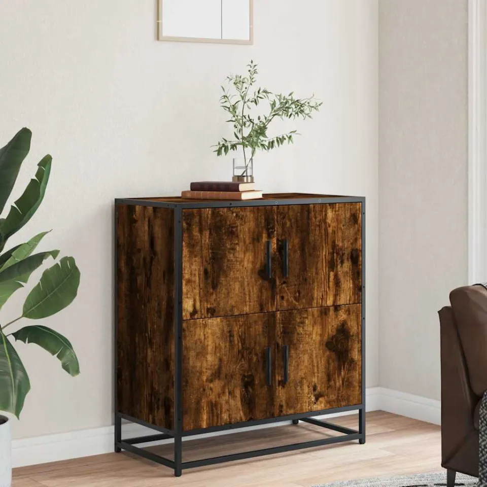 vidaXL Dressoir 68x35x76 cm bewerkt hout gerookt eikenkleurig, foto 3