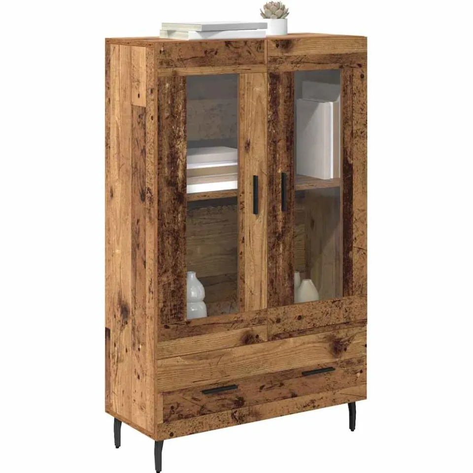 vidaXL Highboard Oud Hout 69,5 x 31 x 115 cm Bewerkt hout Bruin