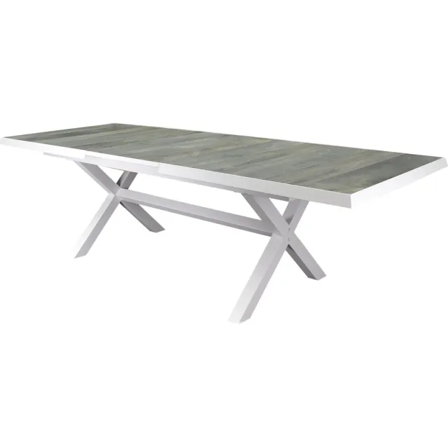 AVH-Collectie New Delhi uitschuifbare dining tuintafel 204-264x103xH76,5 cm met kruispoot wit