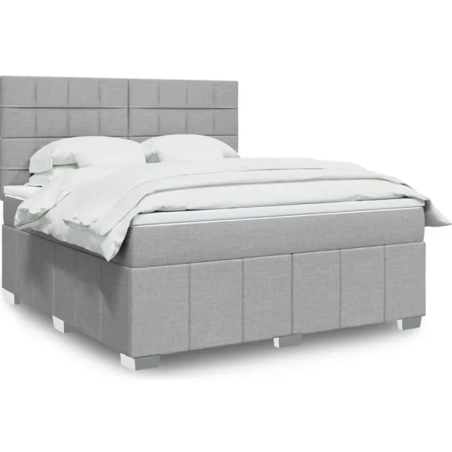 vidaXL Boxspring met matras stof lichtgrijs 180x200 cm grijs