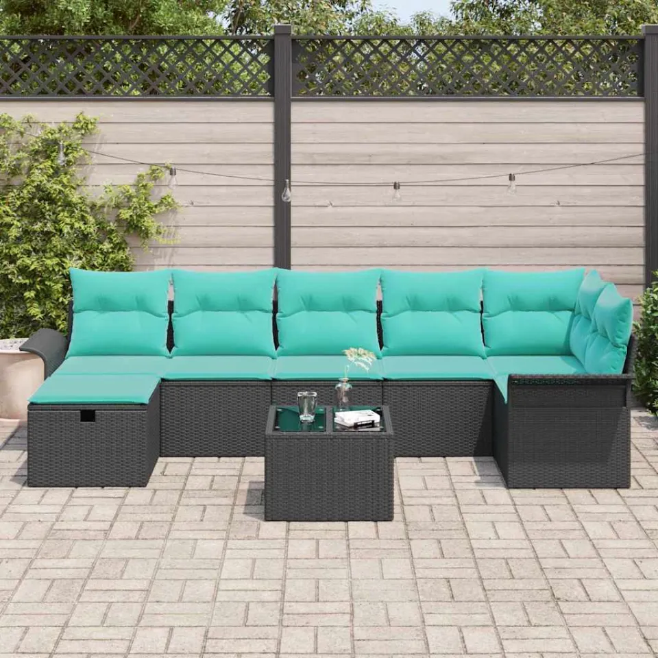 vidaXL Tuin Sofa Set 8 st Poly riet beige, foto 3