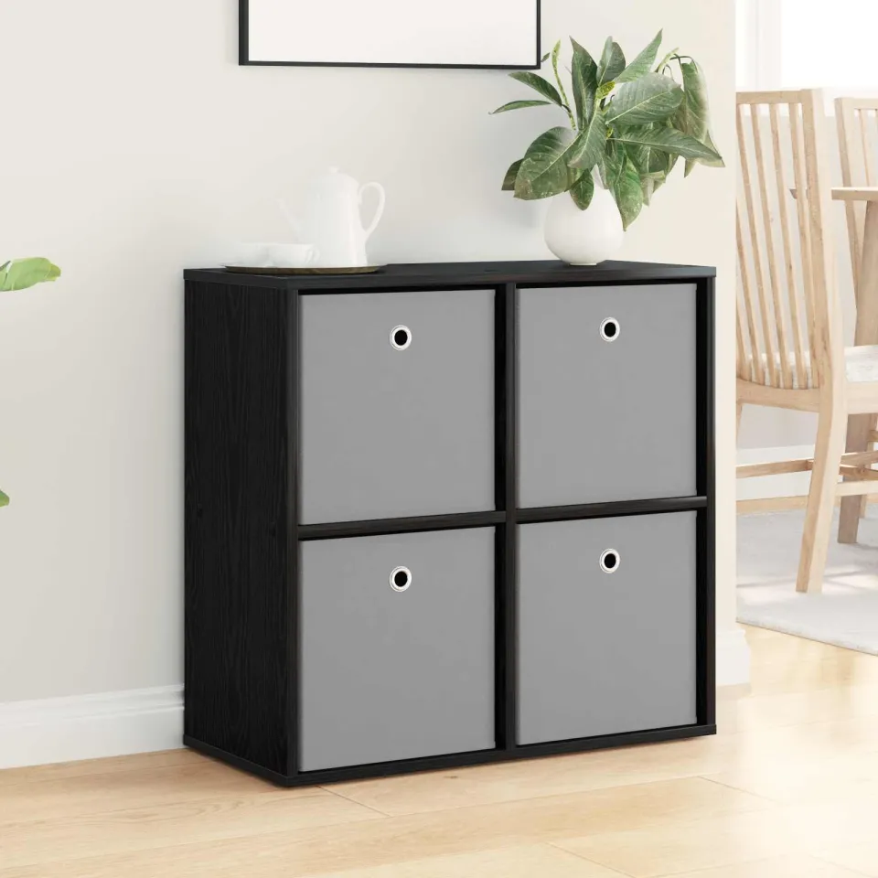 vidaXL Dressoir Zwart Eiken 68,5 x 32 x 67 cm, foto 4