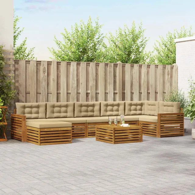 vidaXL Buiten bankenset 8 st 7-zits Natuurlijk en Beige