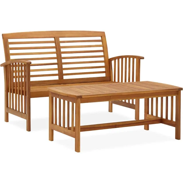 vidaXL 2-delige Loungeset massief acaciahout Bruin
