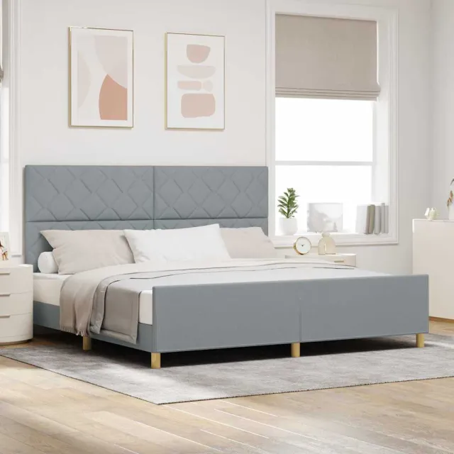 vidaXL Bedframe met hoofdeinde Lichtgrijs 200 x 200 cm Stof