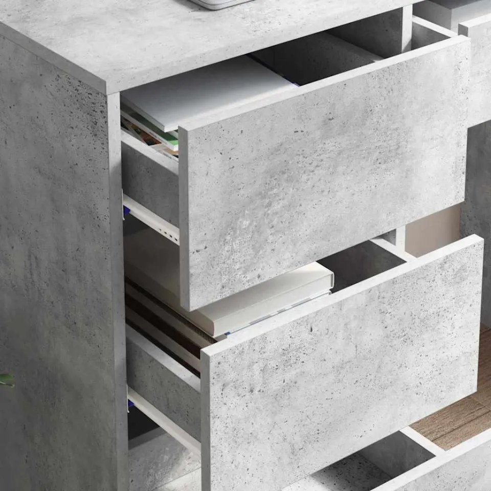 vidaXL Bureau Beton Grijs 90 x 37,5 x 75 cm Bewerkt hout, foto 4