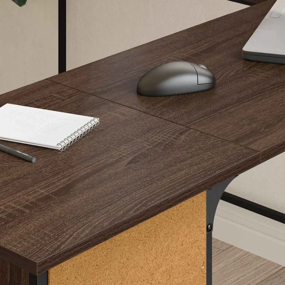 vidaXL Bureau 141x141x75 cm bewerkt hout bruin eikenkleur, foto 4