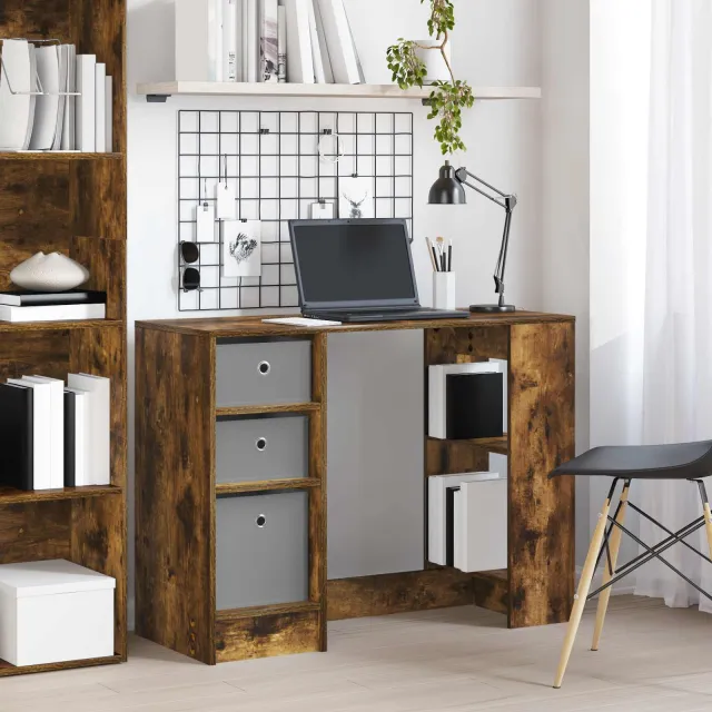 vidaXL Bureau Gerookt eiken 100 x 40 x 75 cm Bewerkt hout Bruin
