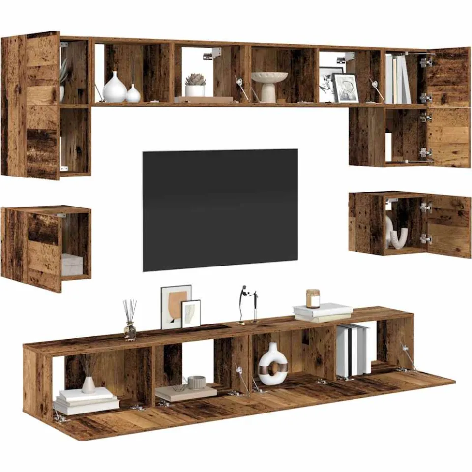 vidaXL Tv-meubelset 8 st 100 x 30 x 30 cm Oud Hout Bruin