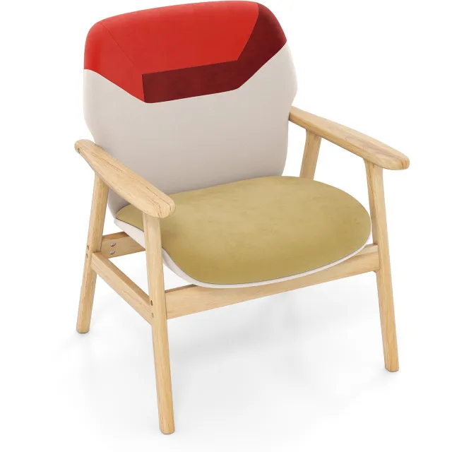 Costway Fauteuil Woonkamer, Oorfauteuil met Houten Frame & Zitkussen, Moderne Lounge Fauteuil, Gestoffeerde Fauteuil, Relaxfauteuil voor Woonkamer, Thuis Kantoor & Gastenkamer, Kleurrijk Veelkleurig