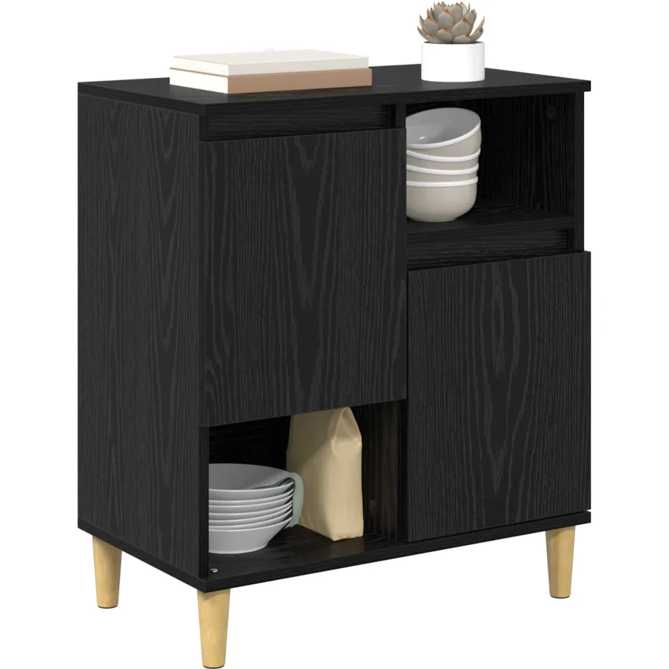 vidaXL Dressoir Zwart eiken 35 x 60 x 70 cm Bewerkt hout