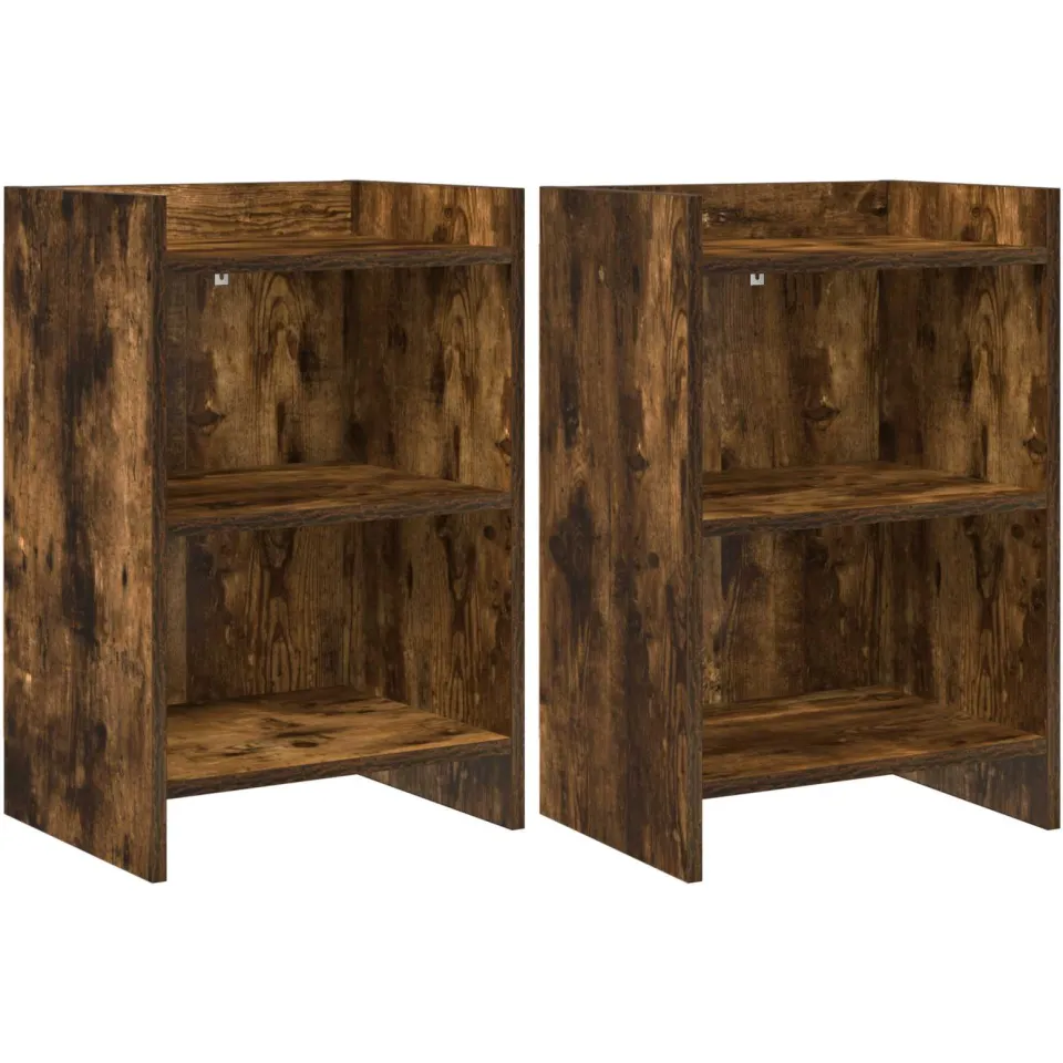vidaXL Nachtkastjes 2 st Gerookt eiken 40 x 30 x 60 cm Bewerkt hout, foto 3