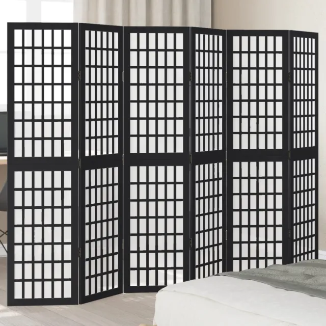 vidaXL Kamerscherm met 6 panelen massief paulowniahout zwart, foto 2