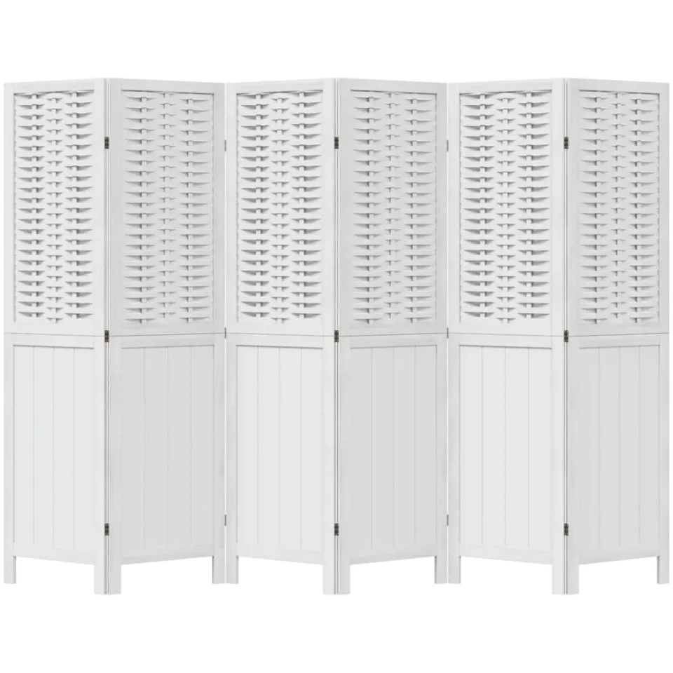 vidaXL Kamerscherm met 6 panelen massief paulowniahout wit, foto 4