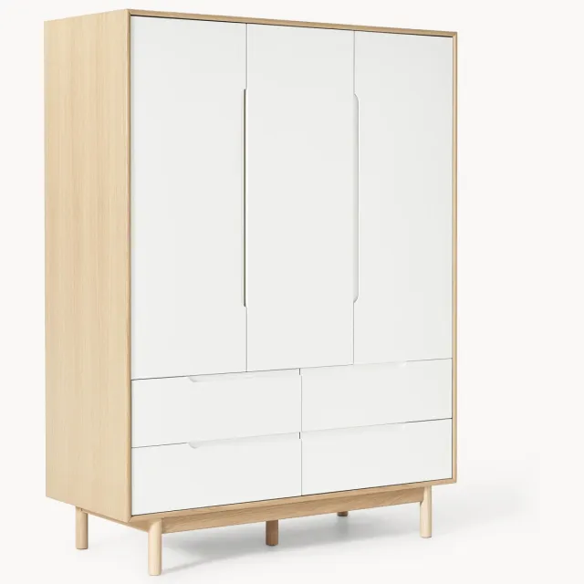 Westwing Collection Kledingkast Cassy, 3 deuren Wit