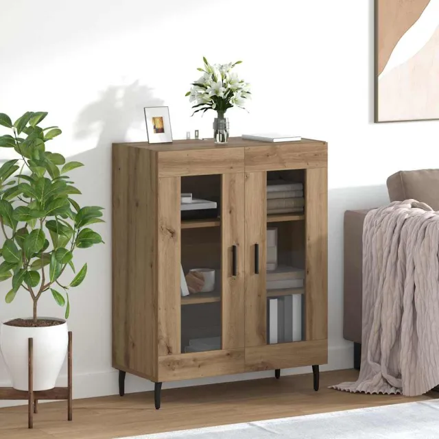 vidaXL Dressoir Artisan Eiken 69,5 x 34 x 90 cm Bewerkt hout Bruin