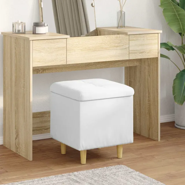 vidaXL Ottoman met Opbergruimte Wit 40 x 40 x 45 cm Kunstleer, foto 2
