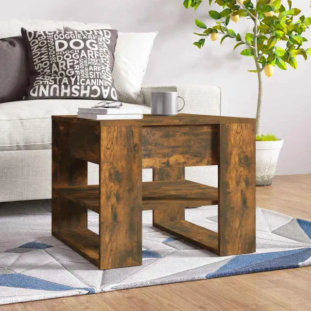 vidaXL Salontafel 55,5x55x45 cm bewerkt hout gerookt eikenkleurig, foto 2