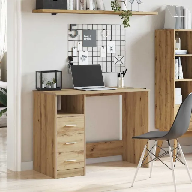 vidaXL Bureau 102x50x76 cm bewerkt hout artisanaal eikenkleur, foto 2