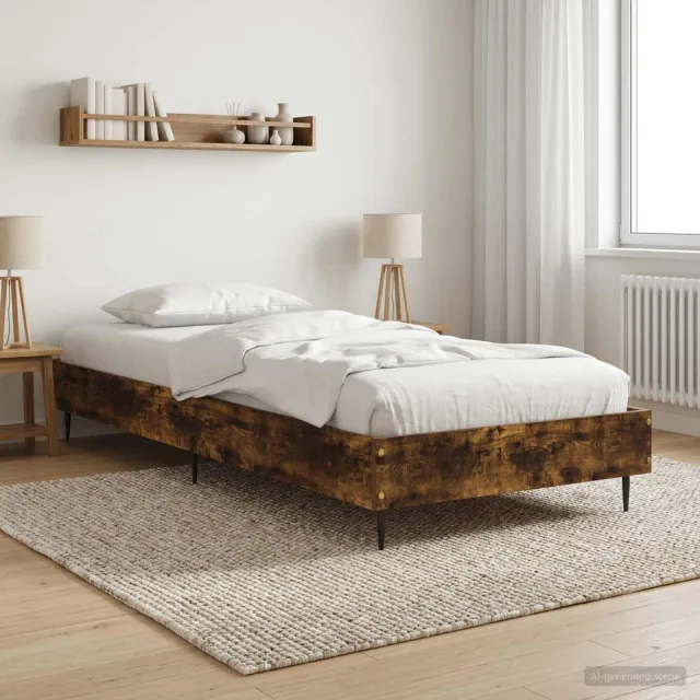 vidaXL Bedframe Gerookt eiken 80 x 200 cm Bewerkt hout Bruin