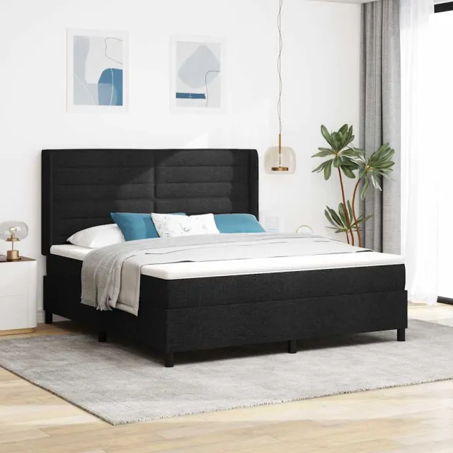 vidaXL Boxspringbed met kussen met hoofdeinde Zwart 200 x 180 cm Stof