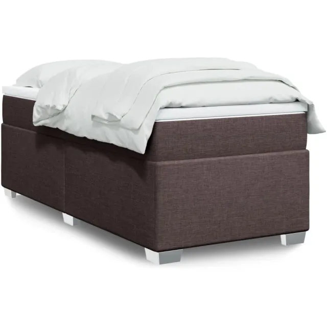 vidaXL Boxspring met matras stof donkerbruin 90x190 cm bruin