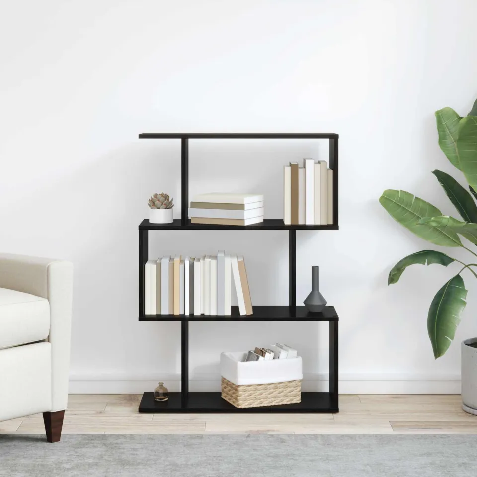 vidaXL Boekenkast 3-laags 70 x 24 x 97 cm Bewerkt hout Zwart Eiken, foto 4