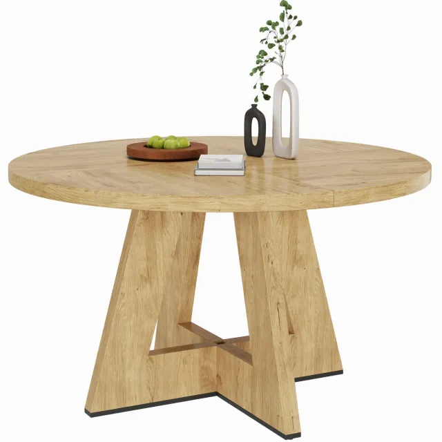 REDOM Ronde eettafel Ø 120 cm - MDF, voor 4 tot 6 personen - Eiken Eiken kleur