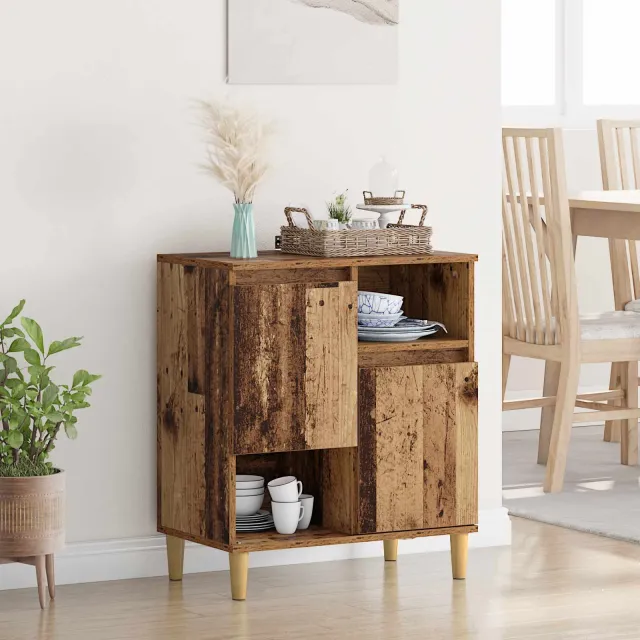 vidaXL Dressoir Oud hout 35 x 60 x 70 cm Bewerkt hout Bruin