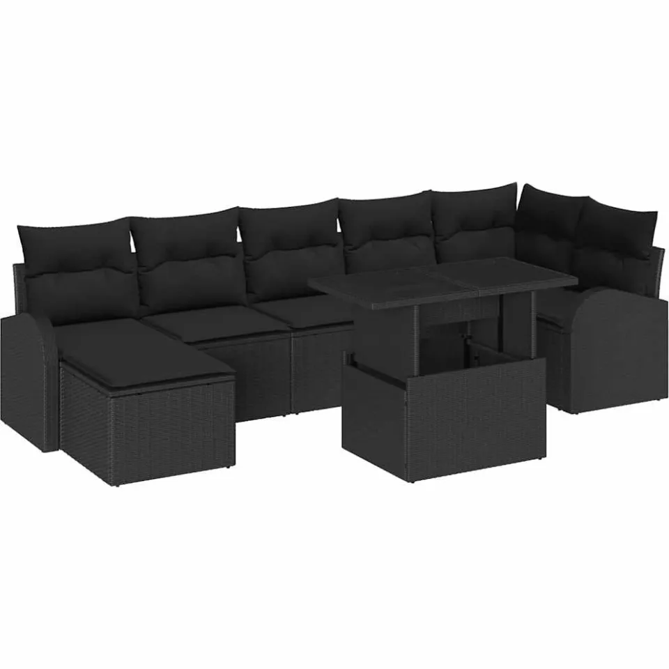 vidaXL Tuin Sofa Set 8 st Zwart Poly riet