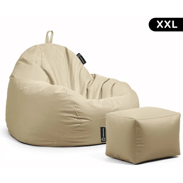 Casacomfy Pear XXL - Complete Grote Zitzak met Voetenbankje - Waterafstotend- Beige Beige + voetenbankje