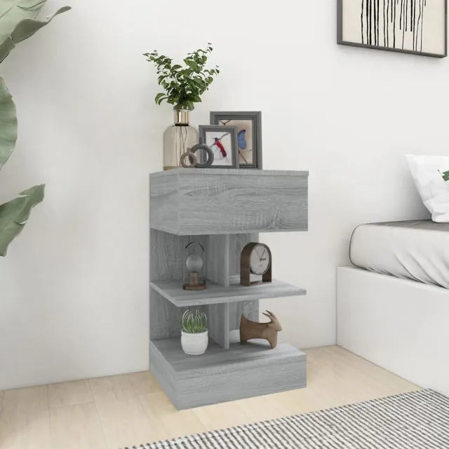vidaXL Nachtkastjes 2 st 40x35x65 cm bewerkt hout grijs sonoma eiken, foto 2