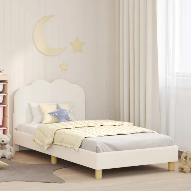 vidaXL Bedframe voor kinderen met hoofdbord Crèmekleurig 90 x 200 cm