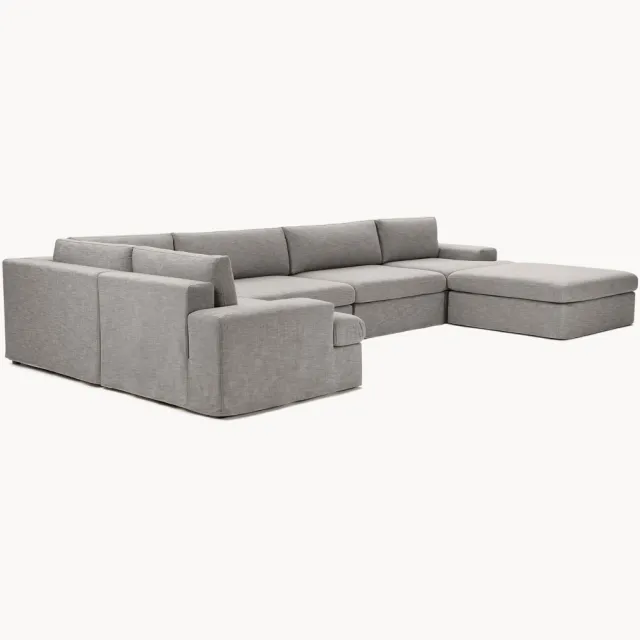 Westwing Collection Modulaire U-bank Russell met afneembaar hoezen Grijs