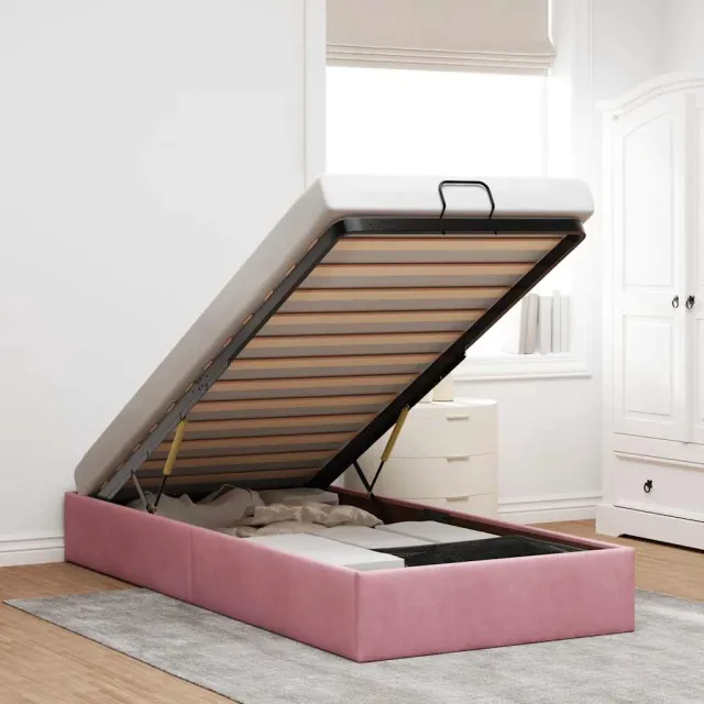 vidaXL Bedframe zonder matras 90x200 cm fluweel roze