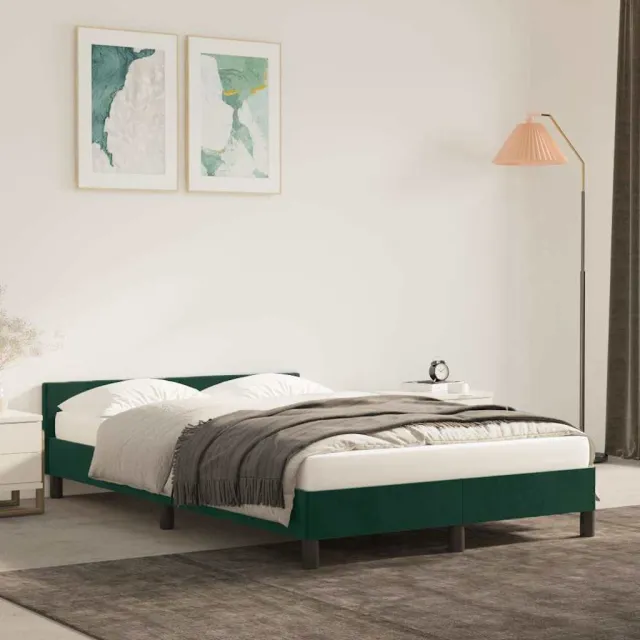 vidaXL Bedframe zonder matras 120x200 cm fluweel donkergroen