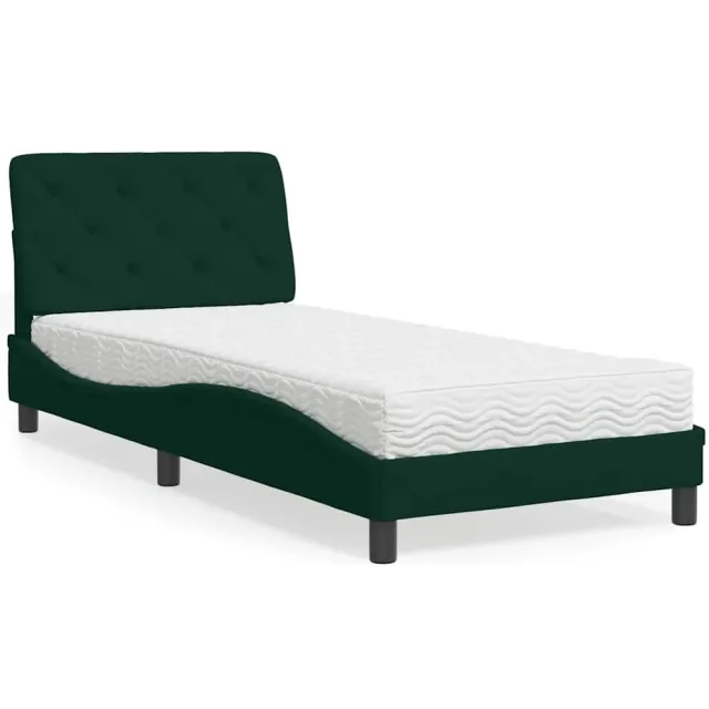 vidaXL Bed met matras fluweel donkergroen 90x190 cm