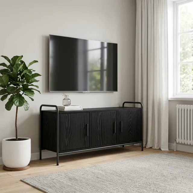 vidaXL Tv-meubel 79,5 x 33 x 50 cm Zwart eiken Bewerkt hout