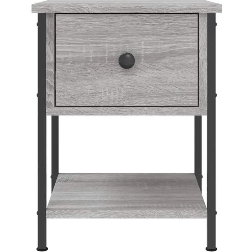 vidaXL Nachtkastje 34x35,5x45 cm bewerkt hout grijs sonoma eikenkleur, foto 4