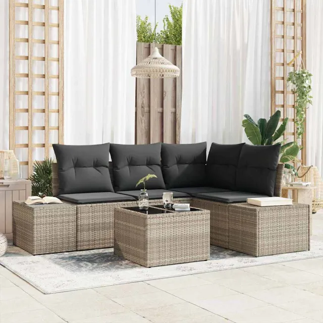 vidaXL Tuinbankenset met opslag Lichtgrijs poly rattan, foto 2