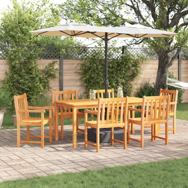 vidaXL Tuin eettafelset 7 st Bruin Massief Acaciahout, foto 2