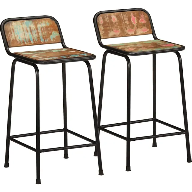 vidaXL Barkrukken 2 st 46x35,5x80 cm massief gerecycled hout Bruin