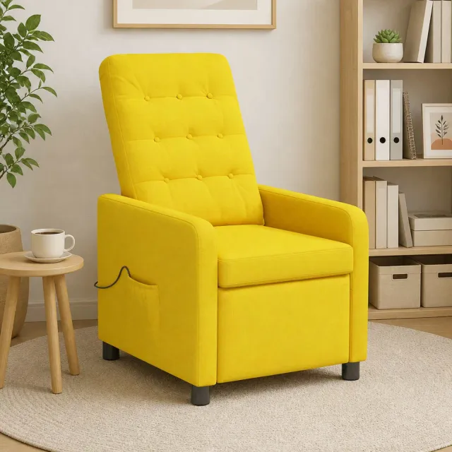 vidaXL Massage-relaxstoel Licht Geel 65 x 93 x 102 cm Stof, foto 2
