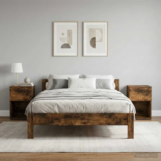 vidaXL Bed kast 2 st Gerookt eiken 29 x 31,5 x 49 cm Bewerkt hout, foto 2