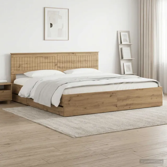 vidaXL Bed Frame with Storage and Headboard Artisan Oak 180 x 200 cm Bruin